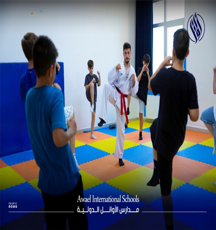 The students of Awael Summer Club enjoyed their Taekwondo session with their talented coach